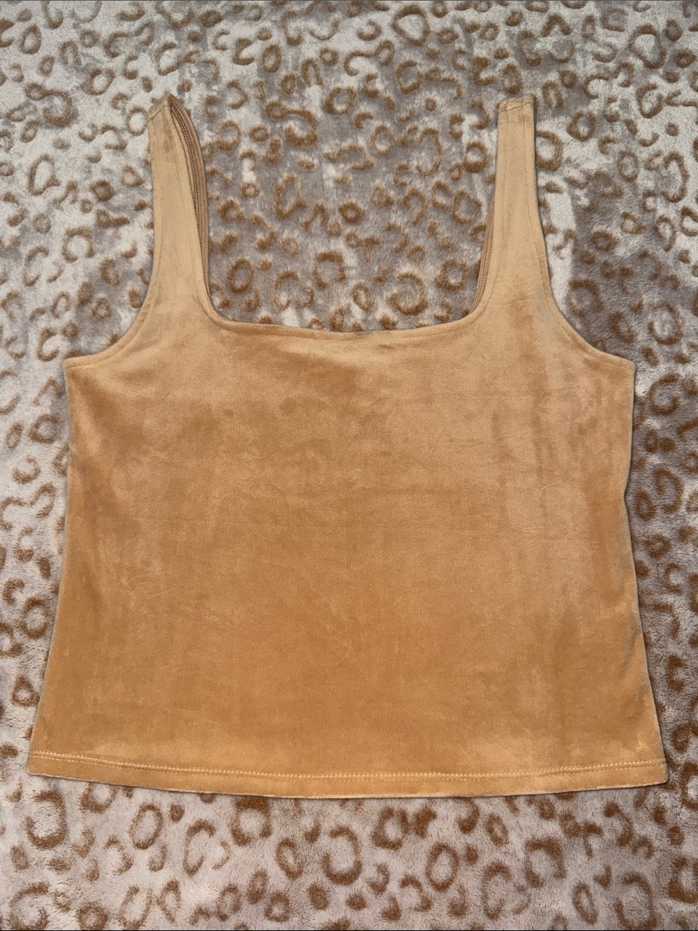 Velour Cropped Square Neck Tank Top from Express